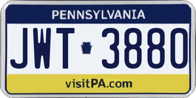 PA license plate JWT3880