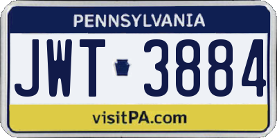 PA license plate JWT3884