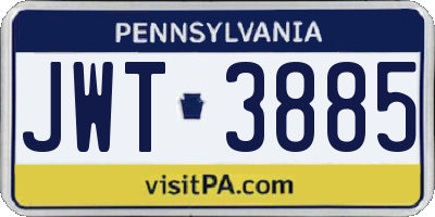 PA license plate JWT3885