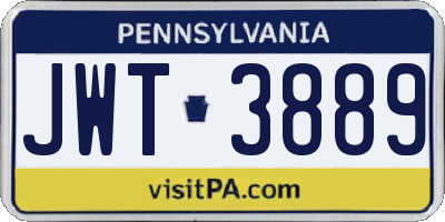 PA license plate JWT3889
