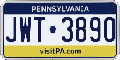 PA license plate JWT3890