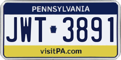 PA license plate JWT3891