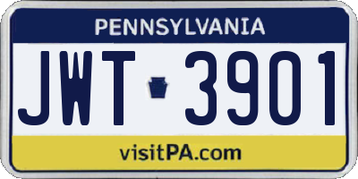 PA license plate JWT3901