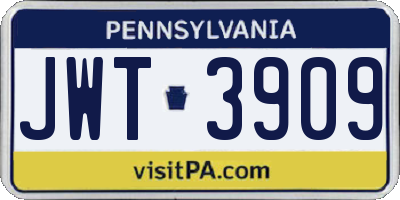 PA license plate JWT3909