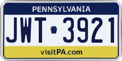 PA license plate JWT3921