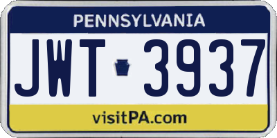 PA license plate JWT3937