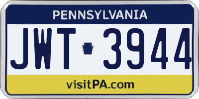 PA license plate JWT3944
