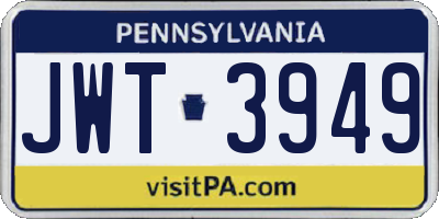 PA license plate JWT3949