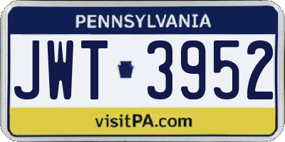 PA license plate JWT3952