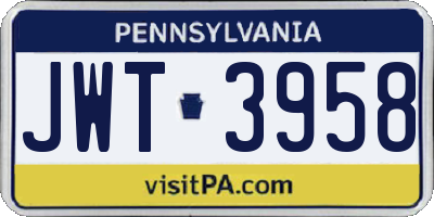 PA license plate JWT3958
