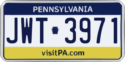 PA license plate JWT3971
