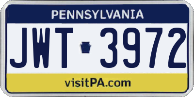 PA license plate JWT3972