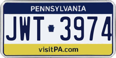 PA license plate JWT3974