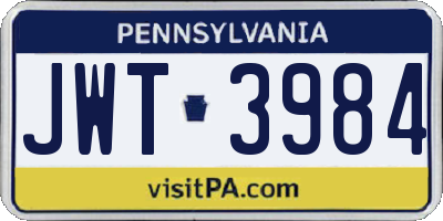 PA license plate JWT3984