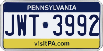 PA license plate JWT3992