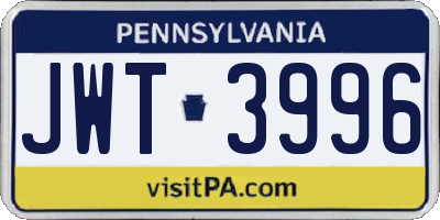 PA license plate JWT3996