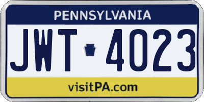 PA license plate JWT4023