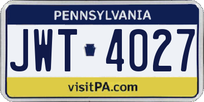 PA license plate JWT4027