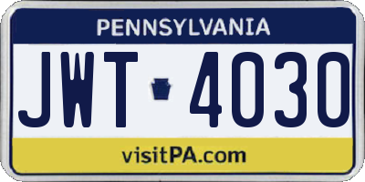PA license plate JWT4030