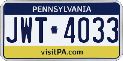 PA license plate JWT4033