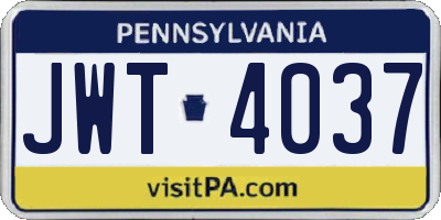 PA license plate JWT4037