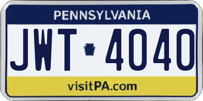 PA license plate JWT4040