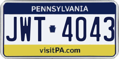 PA license plate JWT4043