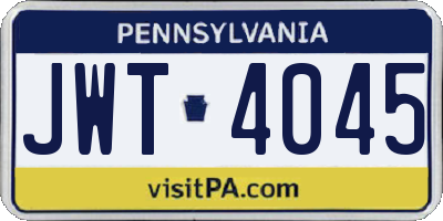 PA license plate JWT4045