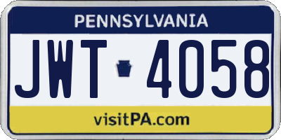 PA license plate JWT4058