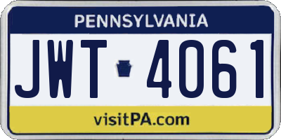PA license plate JWT4061