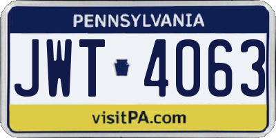 PA license plate JWT4063
