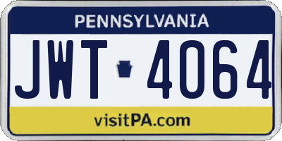 PA license plate JWT4064