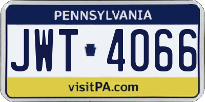 PA license plate JWT4066
