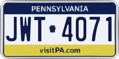 PA license plate JWT4071