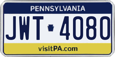 PA license plate JWT4080