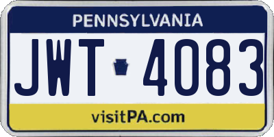 PA license plate JWT4083
