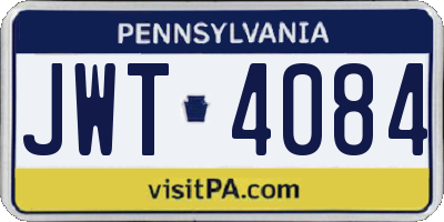 PA license plate JWT4084