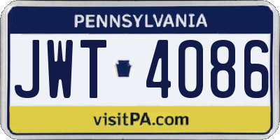 PA license plate JWT4086