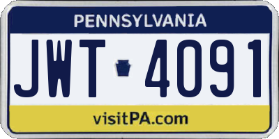 PA license plate JWT4091