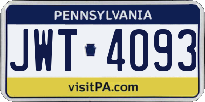 PA license plate JWT4093