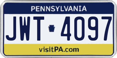 PA license plate JWT4097