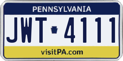 PA license plate JWT4111