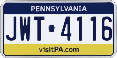 PA license plate JWT4116