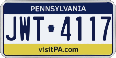 PA license plate JWT4117