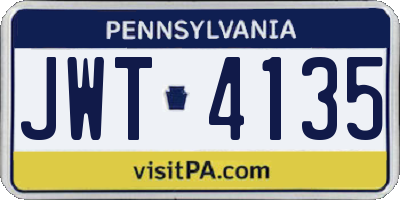 PA license plate JWT4135