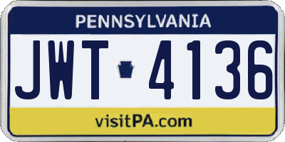 PA license plate JWT4136
