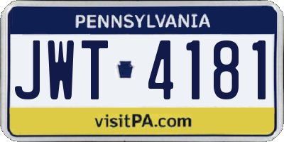PA license plate JWT4181