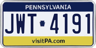 PA license plate JWT4191