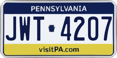PA license plate JWT4207