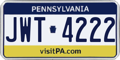 PA license plate JWT4222